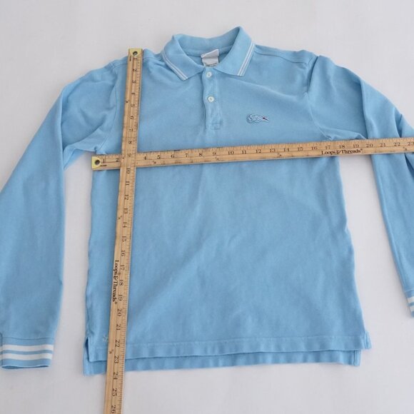 Vintage Lacoste Baby Blue Tennis Prep Golf Long Sleeve Cotton Polo Shirt 16 - Picture 2 of 12